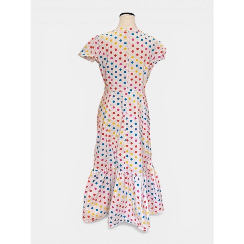 Color Me Courtney Dipping Dot Midi Dress Size 8 Rainbow Polka Dot Ruffle Hem - Picture 4 of 7